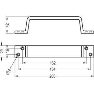 Handgriff - Handgriff 420 A.42mm L.200mm B.29mm Alu.silberf.elox.Löcher 4 HERMETA – Bild 3