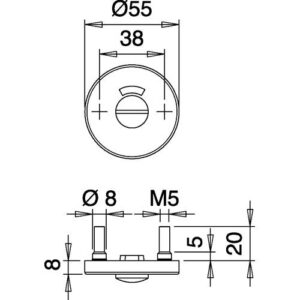 Schlüsselrosetten-Paar - Schlüsselrosetten-Paar 057 VA F00 Schildst.8mm WC rd.EDI – Bild 3