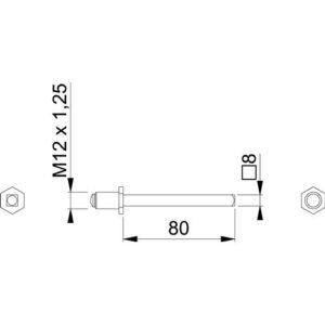 Vierkantstift - VK FDW-Vollstift/Schnellstift 4-KT.8x80mm Fe M12x1,25 HOPPE – Bild 3