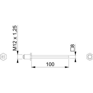 Vierkantstift - VK FDW-Profilstift 4-KT.8x100mm Fe verz.geteilt M12x1,25 HOPPE – Bild 3