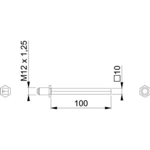 Vierkantstift - VK FDW-Profilstift 4-KT.10x100mm Fe verz.geteilt M12x1,25 HOPPE – Bild 3