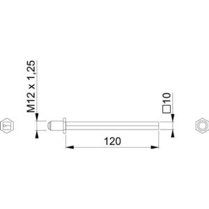 Vierkantstift - VK FDW-Profilstift 4-KT.10x120mm Fe verz.geteilt M12x1,25 HOPPE – Bild 3