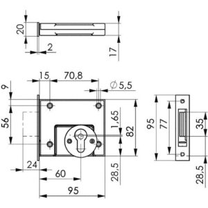 Riegelschloss - RGS 49 DIN L/R PZ m.Flachschließbl.60mm AMF – Bild 3