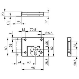 Riegelschloss - RGS 49 DIN L/R BB m.Winkelschließbl.60mm AMF – Bild 3
