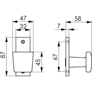 Türknopf - Türknopf 495 LM F1/silberf.ger.ktg fest B.47mm H.45mm AMF – Bild 3