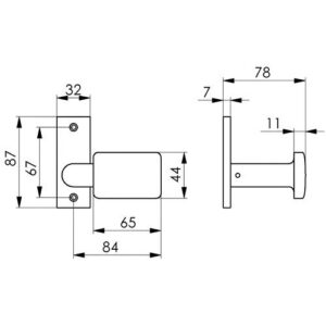 Türknopf - Türknopf 485 Leichmetall F1/silberf.gekr.ktg fest/drehb.B.65mm H.44mm AMF – Bild 3