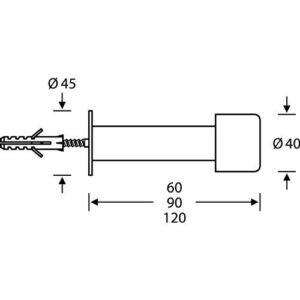 Wandtürpuffer - Wandtürpuffer 38 3880 VA ma L.120mm FSB – Bild 3