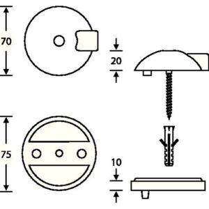 Bodentürpuffer - Bodentürpuffer 38 3884 D.70mm H.20mm VA ma Dübelmontage FSB – Bild 3
