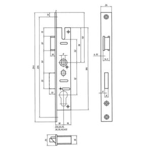 Rohrrahmen-Einsteckschloss - RR-Einsteckschl.1004 72 PZW 24/30/72/8mm DIN L/R verz.Riegelaus.11mm 244mm BEVER – Bild 3