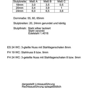 Zimmertür-Einsteckschloss - ZT-Einsteckschl.BAD 20/ 65/78/8mm DIN R VA rd Kl 3 Zinkdruckg.SSF – Bild 3