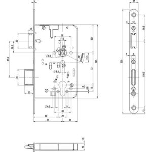 Panik-Einsteckschloss - Panik-Einsteckschloss 2320 Fkt.B rd 24/65/72/9mm DIN L/R VA BKS – Bild 3