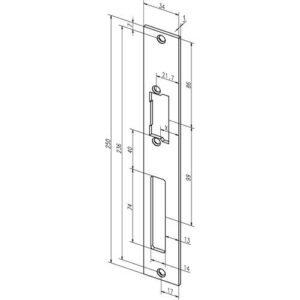 Flachschließblech - Flachschließbl.94A VA ma ktg.B.34xL.250mm DIN L/R ASSA ABLOY – Bild 1