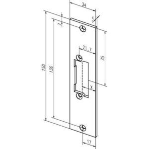 Flachschließblech - Flachschließbl.21C VA ma ktg.B.34xL.150mm DIN L/R ASSA ABLOY – Bild 1