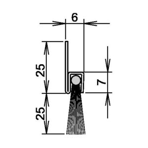 Bürstentürdichtung - Bürstentürdichtung Ferrobros FA 25-6 L.1100mm B.6mm Rossh.mixed Aufschr.ATHMER – Bild 1