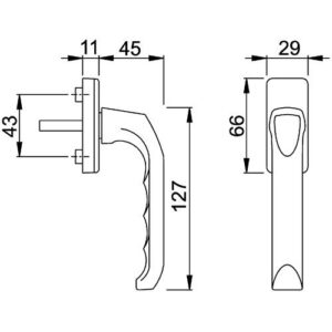 Fenstergriff - Fenstergriff London 013/U34 Alu.F1/naturf.32mm Stand.HOPPE – Bild 3