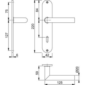 Langschildgarnitur - Langschildgarnitur Ams.E1400Z/302 VA F69 OB 72mm HOPPE – Bild 3