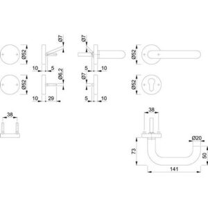 Feuerschutzgarnitur - FS-Garnitur Paris FS-E138/42H/42HS VA F69 -/D TS 45-65mm PZ/bl.rd.DIN L/R HOPPE – Bild 3