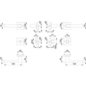 Rosettengarnitur - Rosettengrt.Dallas M1643/843KV/843KVS MS F96-1-R quad.SK/OL DIN L/R D/D HOPPE – Bild 3
