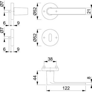 Rosettengarnitur - Rosettengrt.Los Angeles M1642/42KV/42KVS MS F96-1-R rd.OB DIN L/R D/D HOPPE – Bild 3