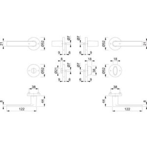Rosettengarnitur - Rosettengrt.Los Angeles M1642/42KV/42KVS MS F96-1-R rd.SK/OL DIN L/R D/D HOPPE – Bild 3