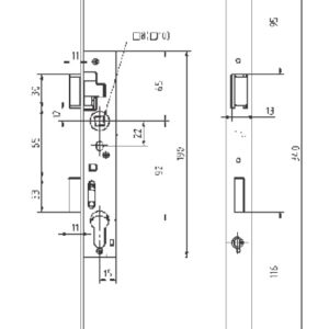 Bever Rohrrahmenschloss 1004 Renovierung 92 mm - 18 - 45 mm Dorn, auch 5 mm vorstehend – Bild 2