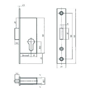 Bever Rohrrahmenriegelschloss 1011 PZ 15 mm Riegelausstoß - 20 - 45 mm Dorn – Bild 2
