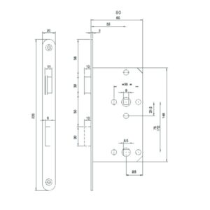 Einsteckschloss WC Klasse 1 55 mm Dornmaß - 18 und 20 mm Stulp – Bild 2