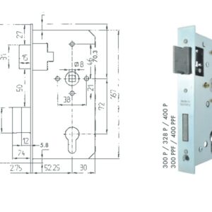 Bever Gittertorschloss mit Kasten 30 mm Rohr/55 mm Dorn - mit Kasten 300301P – Bild 1