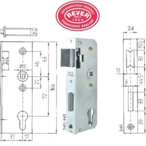 Bever Gittertorschloss 30 mm Rohr, 40 mm Dornmaß 340P - ohne Kasten 340P – Bild 1