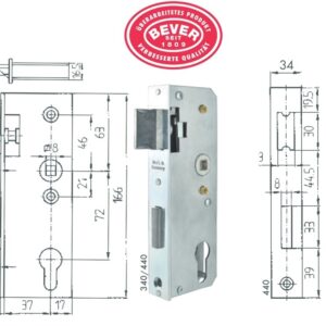 Bever Gittertorschloss 40/72/8 mm  - Rohr 40 mm ohne Kasten 440P – Bild 1