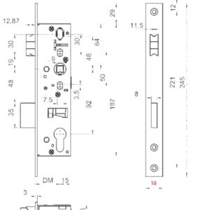KFV Rohrrahmenschloss 49p 92 mm Abstand - 40 mm Dorn, Flachstulp 16 x 245 – Bild 2