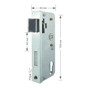 Bever Gittertorschloss 30 mm Rohr/45 mm Dorn Din rechts   - ohne Kasten 75243R – Bild 1