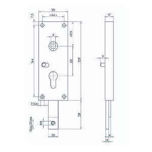 Bever Garagentorschloss - 8001 PZ 60/9 nach unten schließend – Bild 2