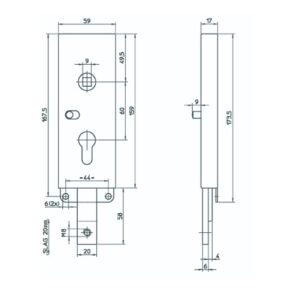Bever Garagentorschloss - 8002 PZ 60/9 nach unten schließend – Bild 2