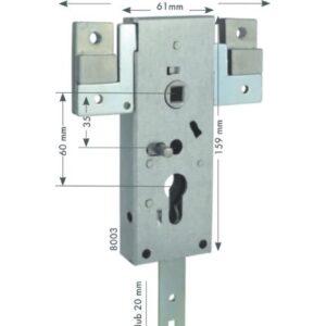 Bever Garagentorschloss - 8003 unten u. seitlich schließend Entfernung 60mm – Bild 1