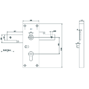 Bever Garagentorschloss - 8301 PZ seitlich schließend – Bild 2