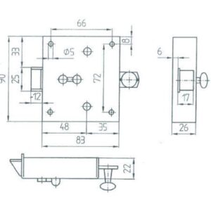 Knopfriegelschloss BB  - Bever re und li 932 U – Bild 2