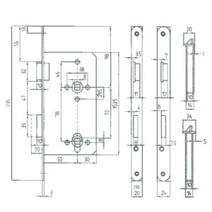 Einsteckschloss PZW Klasse 2 55 mm Dorn - 18, 20, 24 mm Stulp – Bild 2