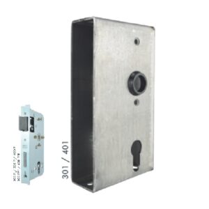 Schlosskasten für Gittertorschlösser 55 mm Dorn - für verschiedene Rohrbreiten – Bild 1