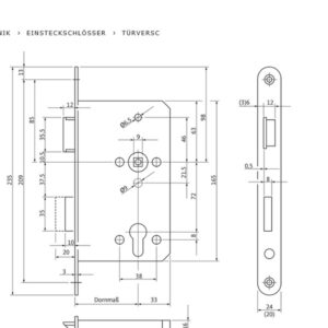 BKS Stahltürschloss 1201 Panik E DR 9 mm Vierkant F & R - 65 Dorn, 24 mm Stulp rund, Niro – Bild 2