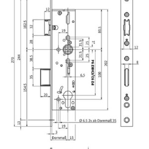 BKS RR Panikschloss Funktion B B-18200-01-L-8  - 35 mm Dorn PZ 24 x 270 mm Flachstulp – Bild 2