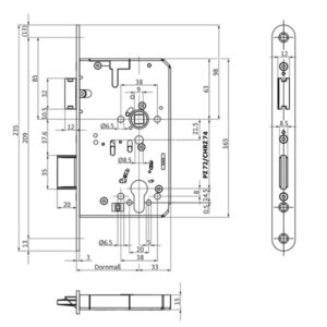 BKS Stahltürschloss Panik E 2326 R/L 9 mm Vierkant F & R - 80 mm Dorn, 24 mm Stulp rund – Bild 2