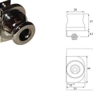 Glastürschloss BMB zum klemmen 4 -6 mm Glas - vernickelt poliert ohne Schliessblech ohne Kern – Bild 1