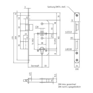 Panik Einsteckschloss PZW Funktion E BMH 1013 PZW - Hauptvariante – Bild 2