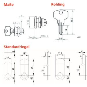 Hebelzylinder Burg Wächter ZS 76 verschiedenschliessend - mit 3 Riegel – Bild 4