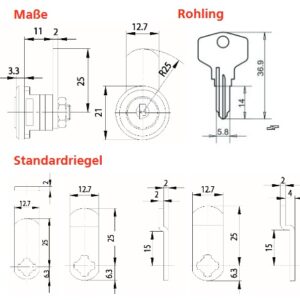 Hebelzylinder Burg Wächter ZS 81 verschiedenschliessend - mit 3 Riegel – Bild 4