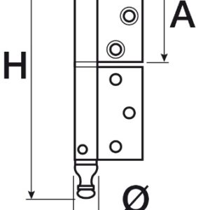 Aufschraubscharnier Comferut Art. 36 - links  brüniert H. 103mm Kr.9mm – Bild 3