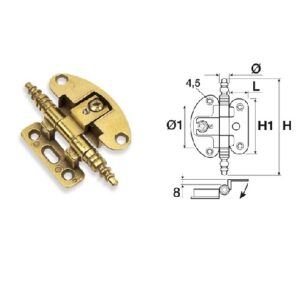 Möbelbänder mit Zierkopf vermessingt Comf. - Höhe 80 mm – Bild 1