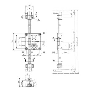 Zylinderdrehstangenschloss Hekna 3070 ohne Kern - Zylinder 22 mm rechts und links – Bild 2