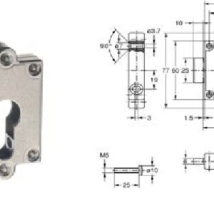 Drehstangenschloss für Profilzylinder Junie - Fanghaken, Bolzen, Winkelblech PZ – Bild 1
